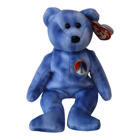 VTG TY Beanie Babies Peace Bears Lot of 2 1996 & 2003 Retired MWMT Tie-Dye Blue - Picture 7 of 11